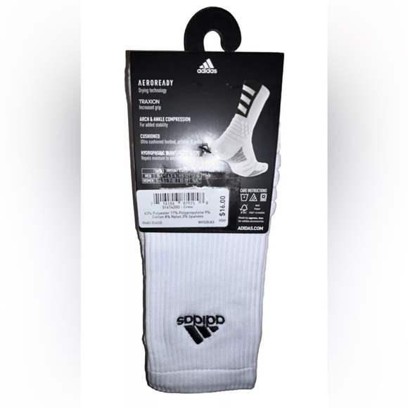 Adidas Creator 365 Basketball Crew Socks 1 Pair Men 12-16 White w Black Logo NEW - Picture 5 of 11